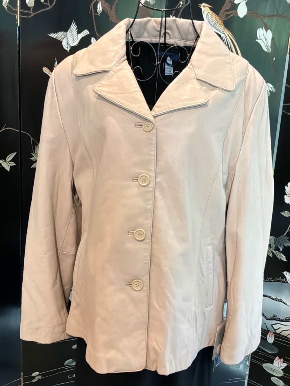 NWT James & John Italy Cream Genuine Leather Button Jacket Coat 2X